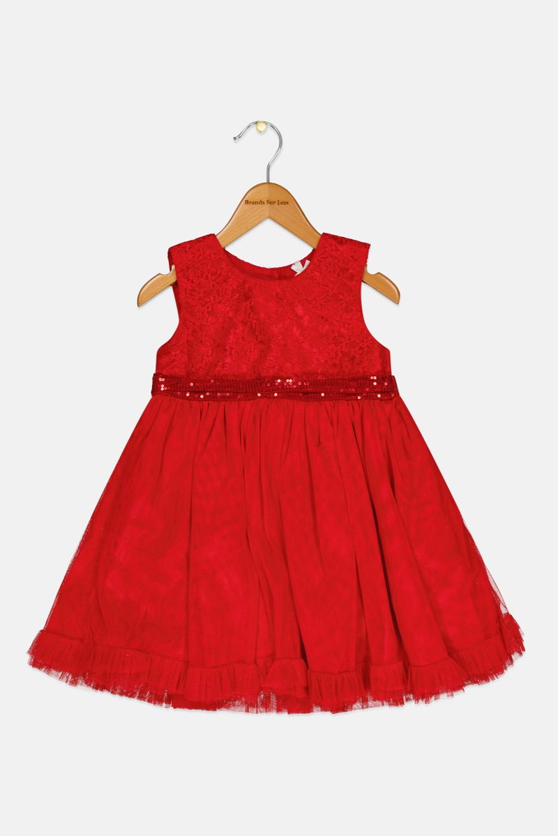 Hamleys Toddlers Girl Textured Sleeveless Dress, Red - Image 2