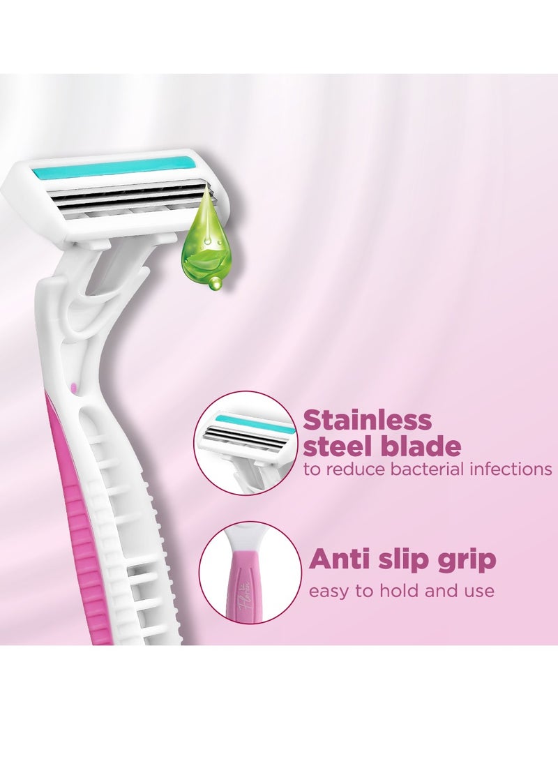 Floren Super Smooth Women's Body Razor | 5 blade European Razor, 3 cartridges + 1 handle | Hair Removal for Women | For Hands, Legs, Bikini and Underarms - Image 4