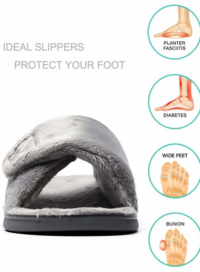 SOLLBEAM Women's Plantar Fasciitis Fuzzy House Orthopedic Adjustable Slippers With Arch Support Orthotic Heel Cup Sandals For Ladies - Image 3
