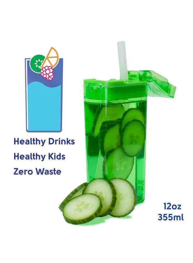 Precidio Design Drink in the Box Eco-Friendly Reusable Juice Box Container, 12 ounce, Green - Image 2