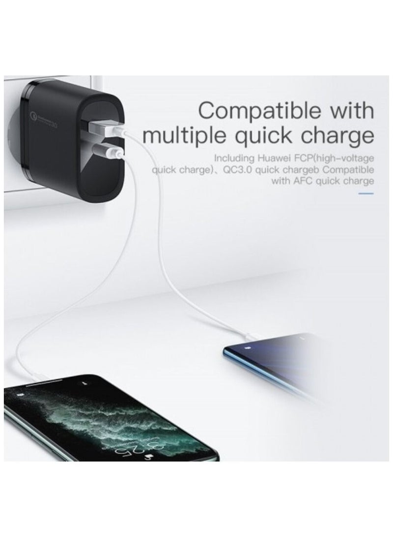 كولا KUULAA 36W TYPE-C / USB-C + USB QC3.0 محمول سريع الشحن شاحن السفر محول الطاقة ، قابس المملكة المتحدة (أسود) - Image 2