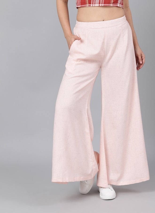 AKS Pink Flared Palazzos for Women - Image 1