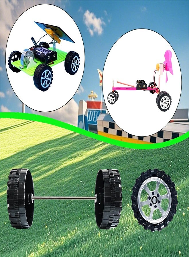 Kuanfine 60 Pcs Plastic Roll 2mm Dia Shaft Toys Car Wheel with 30 Pcs Shaft Round Rod Axles for DIY Model Toy RC Car Truck Building Projects - Image 4