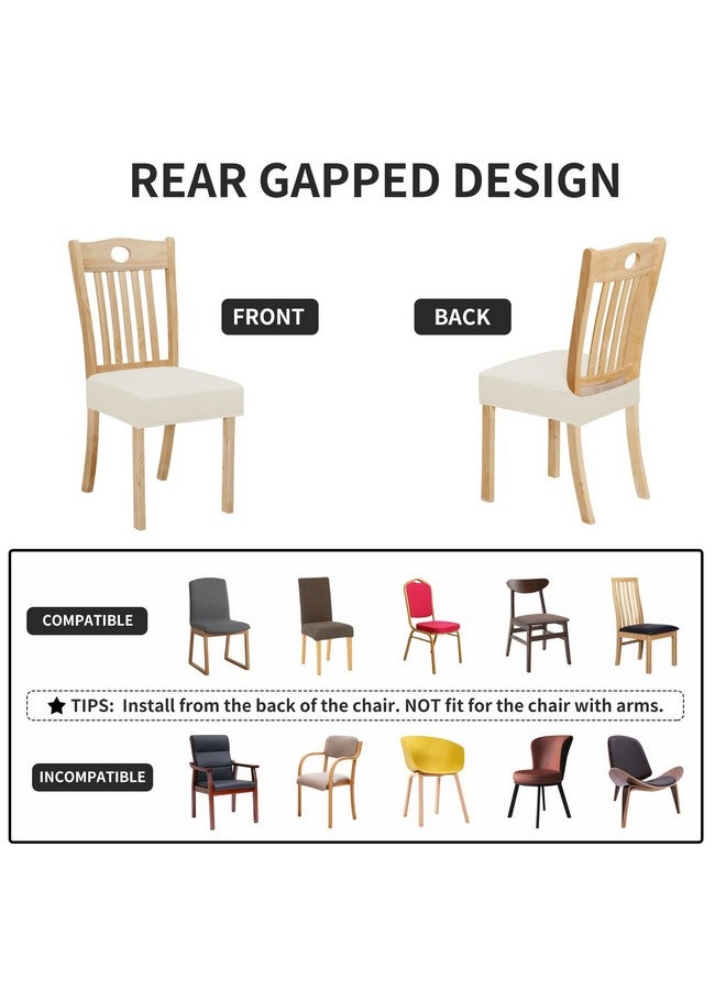 Easy-Going 100% Waterproof Seat Covers for Dining Room Chairs Set of 4, Stretch Chair Seat Slipcovers Protector Removable and Washable Kitchen Dining Chair Covers, Ivory - Image 5