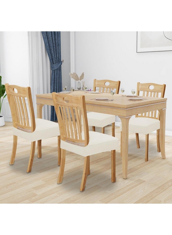 Easy-Going 100% Waterproof Seat Covers for Dining Room Chairs Set of 4, Stretch Chair Seat Slipcovers Protector Removable and Washable Kitchen Dining Chair Covers, Ivory - Image 2
