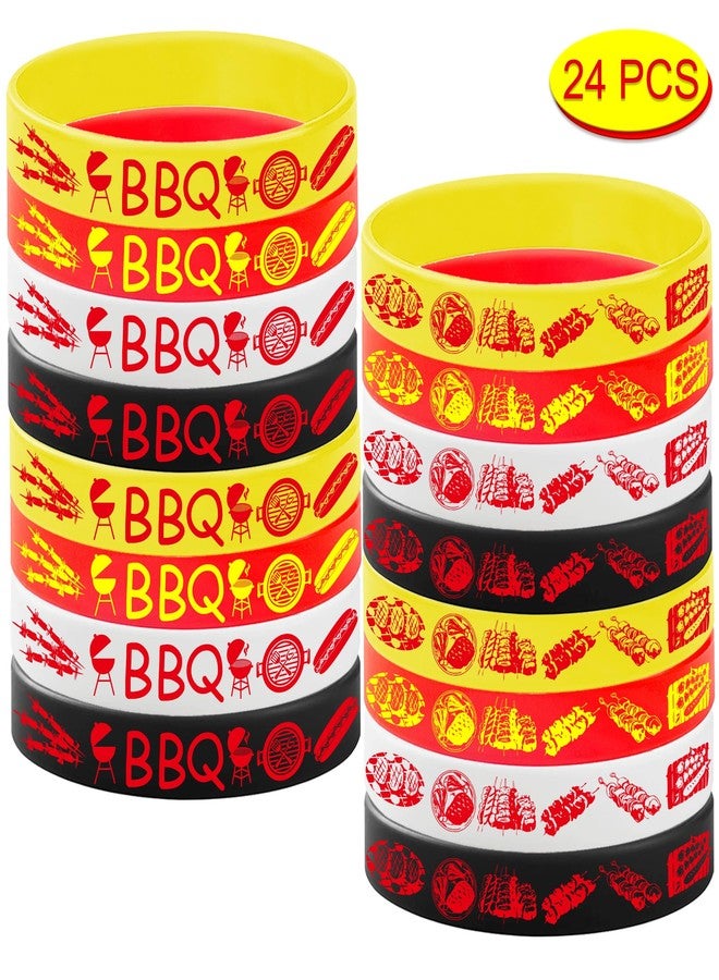 PIBIPAID 24PCS BBQ Rubber Bracelets Party Favors -Barbeque Themed Silicone Wristbands Party Supplies Decorations Hot Dog Birthday Baby Shower Party Gifts - Image 4