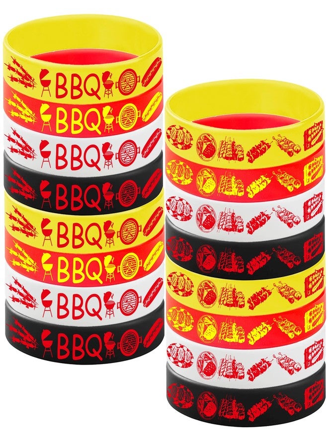 PIBIPAID 24PCS BBQ Rubber Bracelets Party Favors -Barbeque Themed Silicone Wristbands Party Supplies Decorations Hot Dog Birthday Baby Shower Party Gifts - Image 1