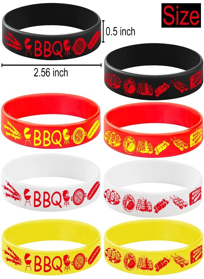 PIBIPAID 24PCS BBQ Rubber Bracelets Party Favors -Barbeque Themed Silicone Wristbands Party Supplies Decorations Hot Dog Birthday Baby Shower Party Gifts - Image 3