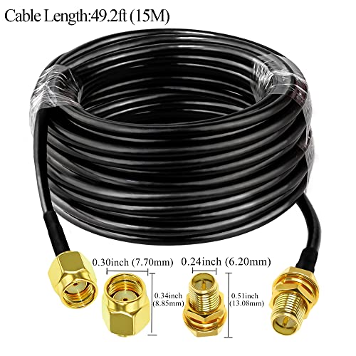 TUOLNK RG58 RP SMA Jumper Cable, 49.2 FT(15M) RP-SMA Female to RP-SMA Male Extension Cable, Low Loss 50ohm SMA Coax Cable for Outdoor Antenna - Image 5