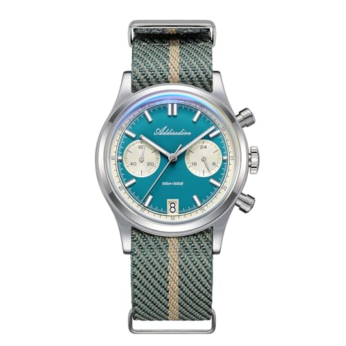 ADDIESDIVE 38 MM Chronograph Watch Quartz Sweep Second Movement 100 M Waterproof BGW9 Luminous Owl Dial Sport Watches for Men Nylon Strap - Image 1