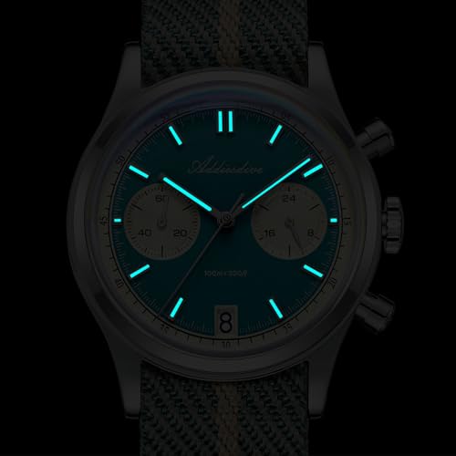 ADDIESDIVE 38 MM Chronograph Watch Quartz Sweep Second Movement 100 M Waterproof BGW9 Luminous Owl Dial Sport Watches for Men Nylon Strap - Image 3