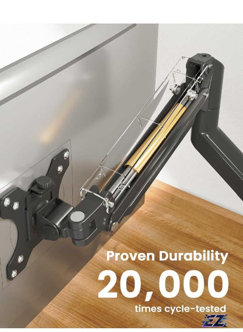 ELTRAZONE Single Monitor Arm for 13-32 inch Screens, Adjustable Gas Spring Monitor Mount Holds up to 22 lbs, Computer Monitor Stand with VESA Mount, C-Clamp & Grommet Base, Max VESA 100x100mm - Image 2