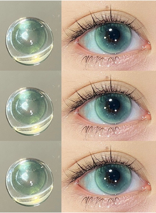 Mill Creek Mill Creek color contact lenses 14.5MM hydrogel lenses can be used for 12 months 1 pair of 2 green glasses  - Image 1