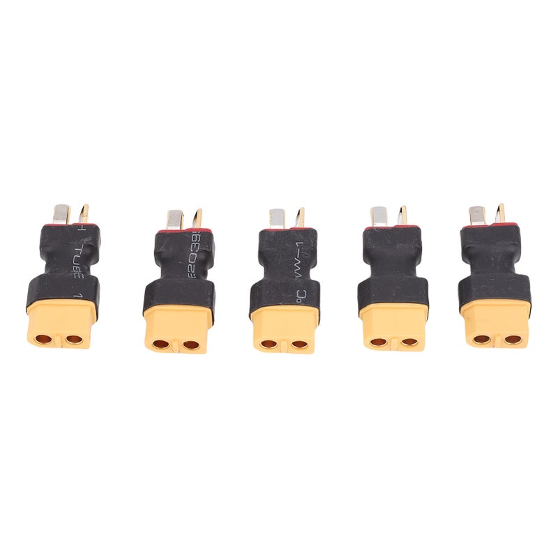 XT60 To T Plug Connector 5-Pack Sturdy PC Material Secure Stable Connection - Compact Design Adapter for RC Battery ESC Charger Setups - Image 1