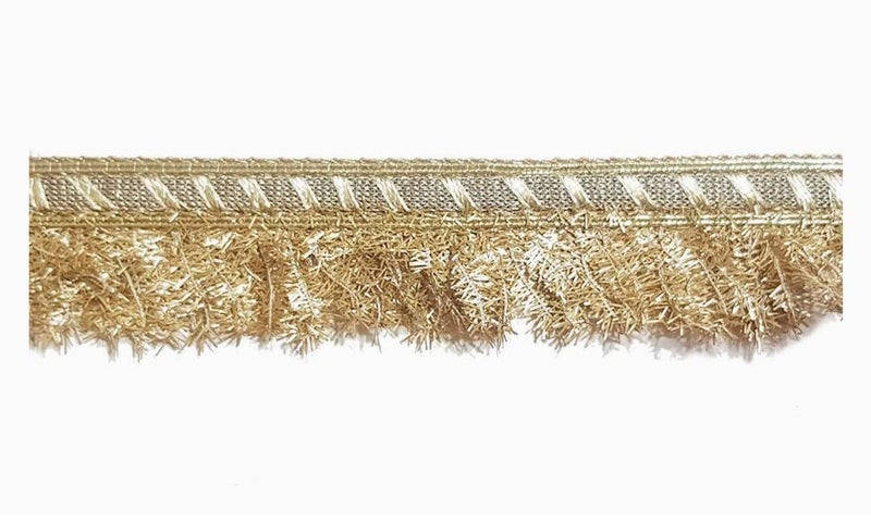 LACESNMORE Golden Fringes Kiran lace Dupatta jhalar Crush Frill Trim for dupattas, (9meter Pack) Bridal Lehenga, Fancy Border Lace, khichdi jhalar Border Lace (Golden palmet) - Image 2