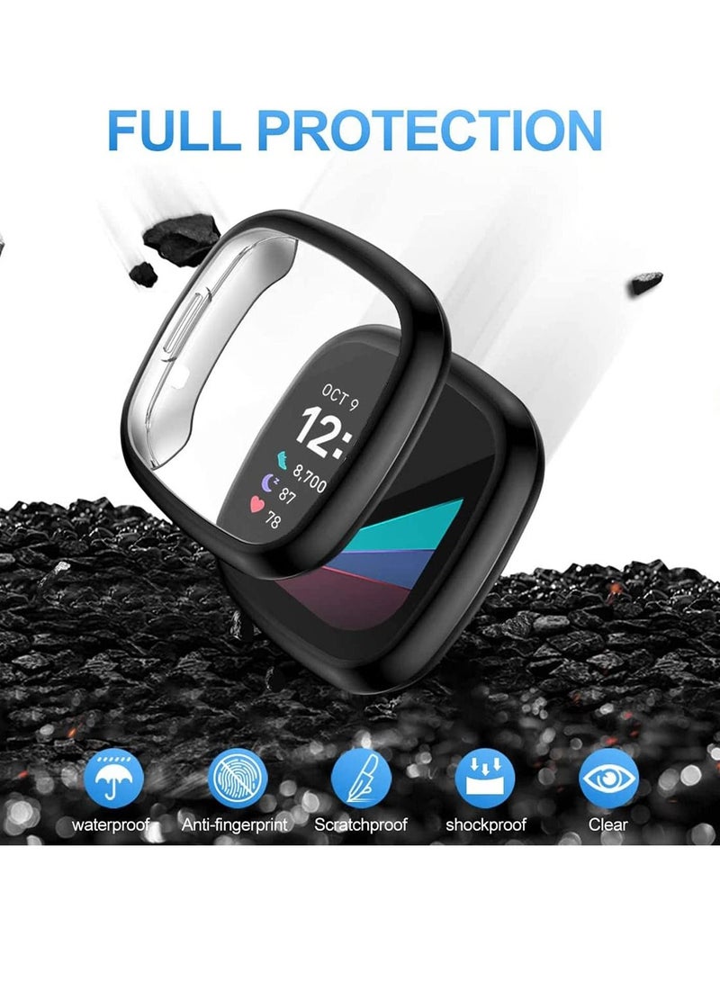 SYOSI Smart Watch Protective Case, Screen Protector Case Compatible with for Fitbit Sense and Versa 3, Soft TPU Plated Bumper Full Cover Cases for Sense Smartwatch, 4-Pack - Image 5