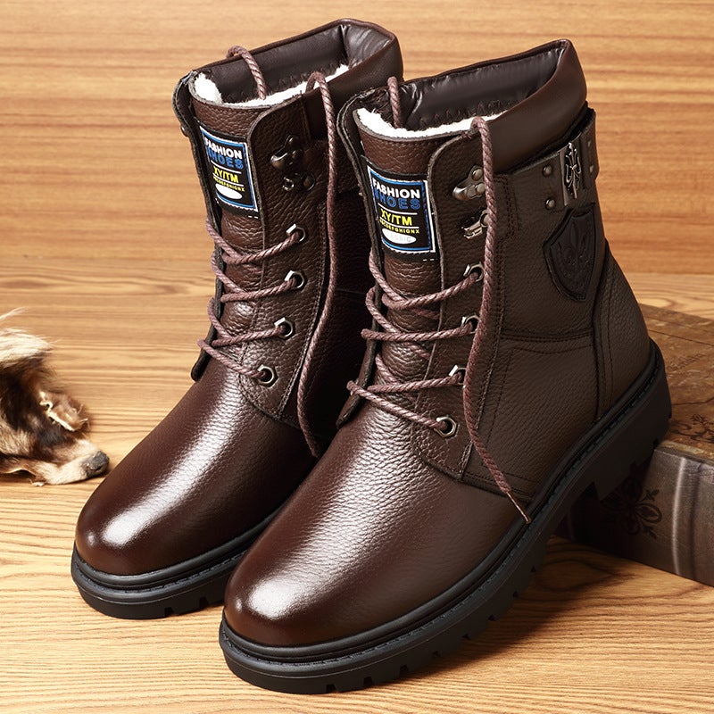 Fleece-Lined Mid-Calf High-Top Men'S Combat Boots Military Boots Men'S Cowboy Boots Vintage Dropshipping On - Image 5