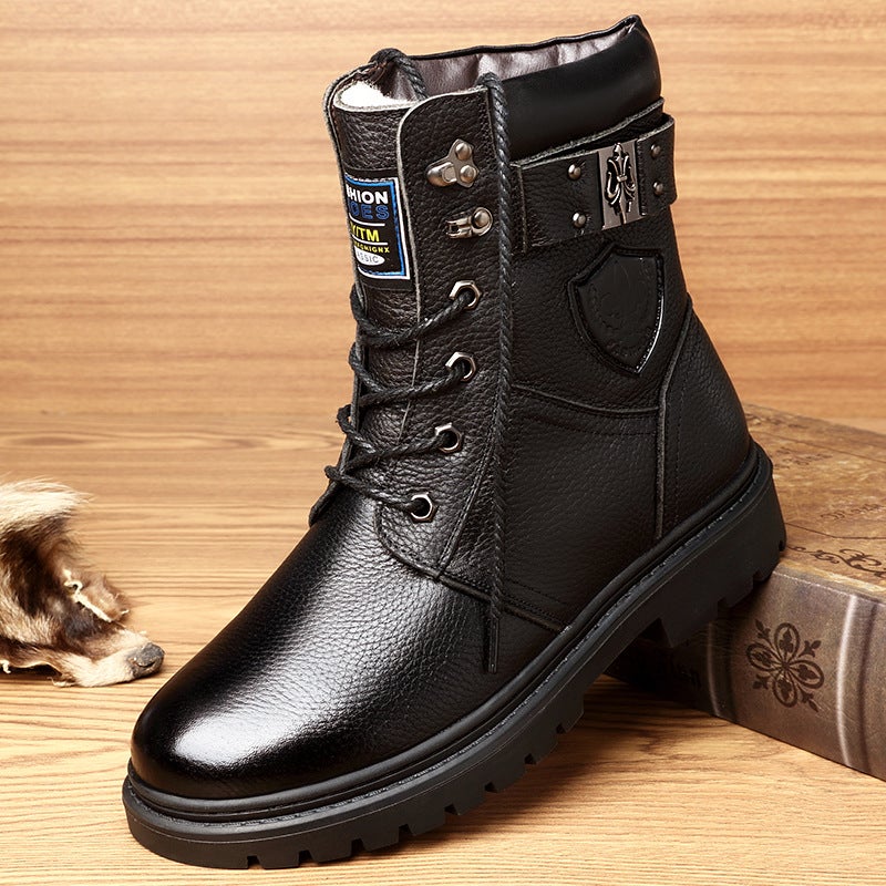 Fleece-Lined Mid-Calf High-Top Men'S Combat Boots Military Boots Men'S Cowboy Boots Vintage Dropshipping On - Image 2