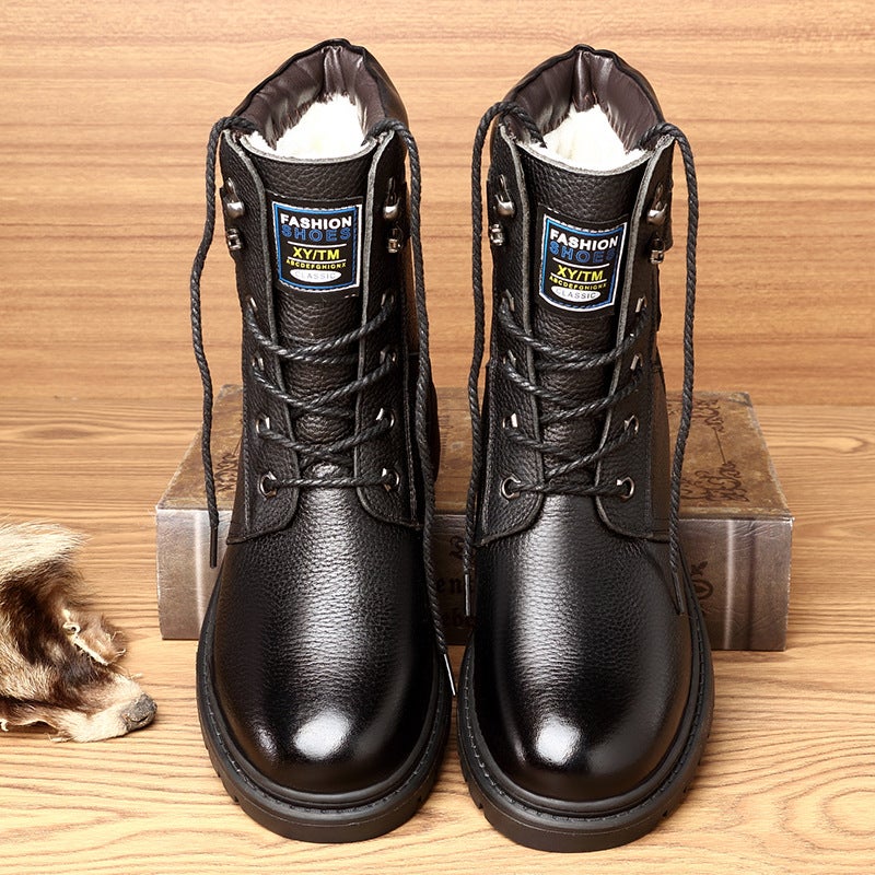 Fleece-Lined Mid-Calf High-Top Men'S Combat Boots Military Boots Men'S Cowboy Boots Vintage Dropshipping On - Image 3