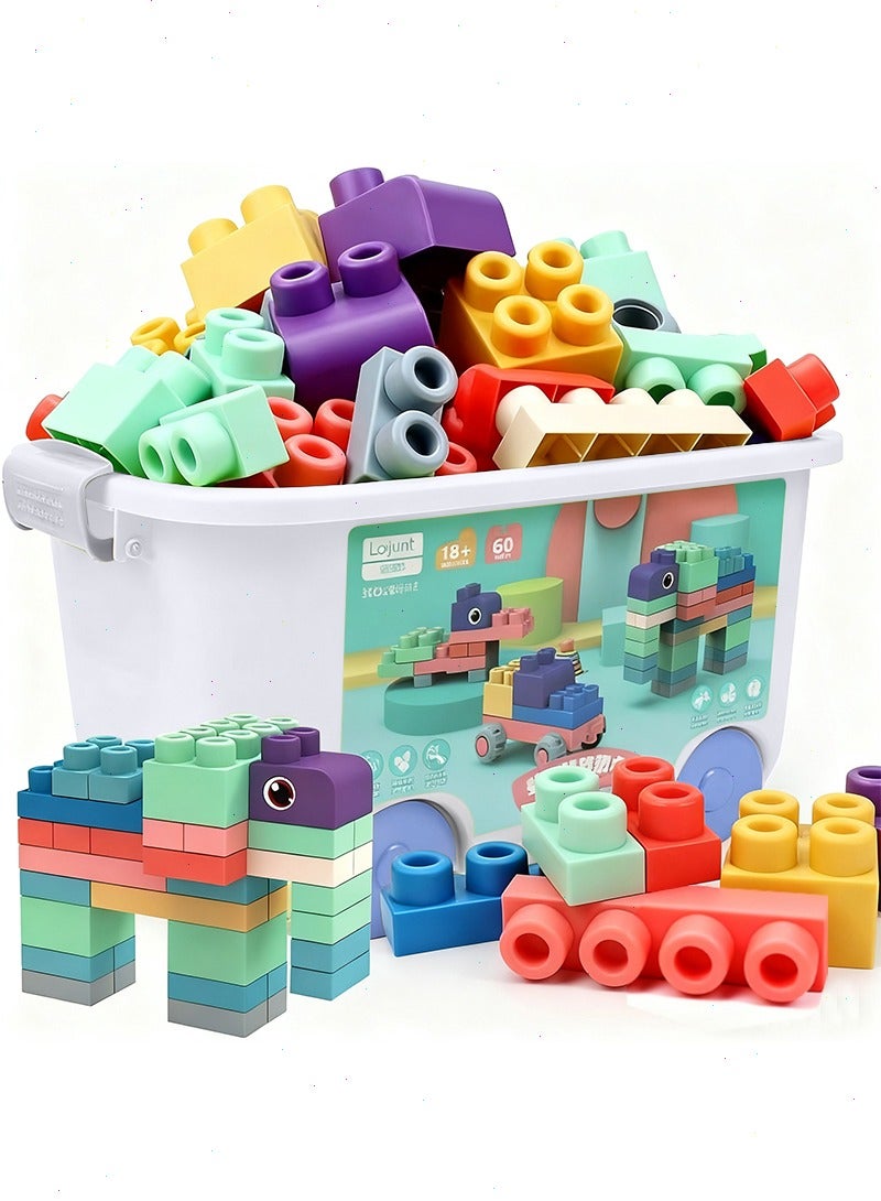 Yoawllty Building Block Toy Set One - 50Pcs Soft Rubber Educational Sensory Stacking Rocks with Toy Storage Box | Early Learning Baby Blocks for Toddlers 1-3 Years Old - Image 1