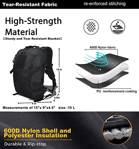 Miramrax 12L Small Backpack Day Pack Mini Tactical Backpacks Military Daypack Molle Bag Rucksack Bug Out Bag for Hiking Black - Image 3