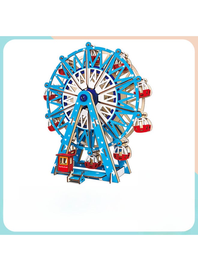College Students Gift Wooden 3D Three-dimensional Jigsaw Puzzle Ancient Building Model DIY Educational Toys Stall Supply-Color:Luxury Ferris Wheel - Image 1