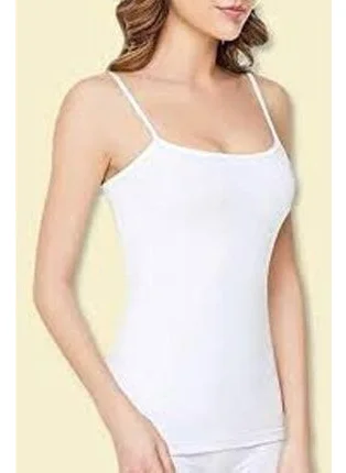 Tutku Passion Women's Rope Suspender Undershirt White 6 Pieces