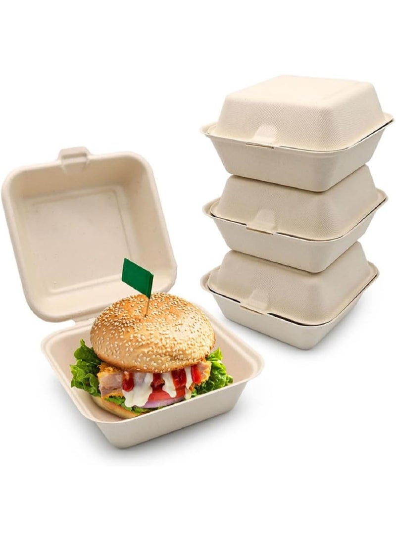 ايكواي ecoway 6 Inch Food Box Container Made With Bagasse Sugar Cane Fibers For Meals & Dessert, Take Away Container, Disposable, Eco-friendly, Compostable, Restaurants - Pack Of 25, White - Image 1