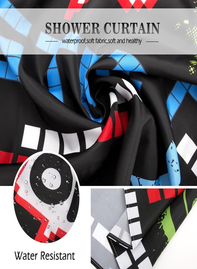 Aimego Game Gaming Kids Shower Curtain - Video Games Gamepad Controller Gamer Cool Shower Curtains Set with 12 Hooks for Adults Boys Bathroom Decor Accessories, 72"x72" - Image 3
