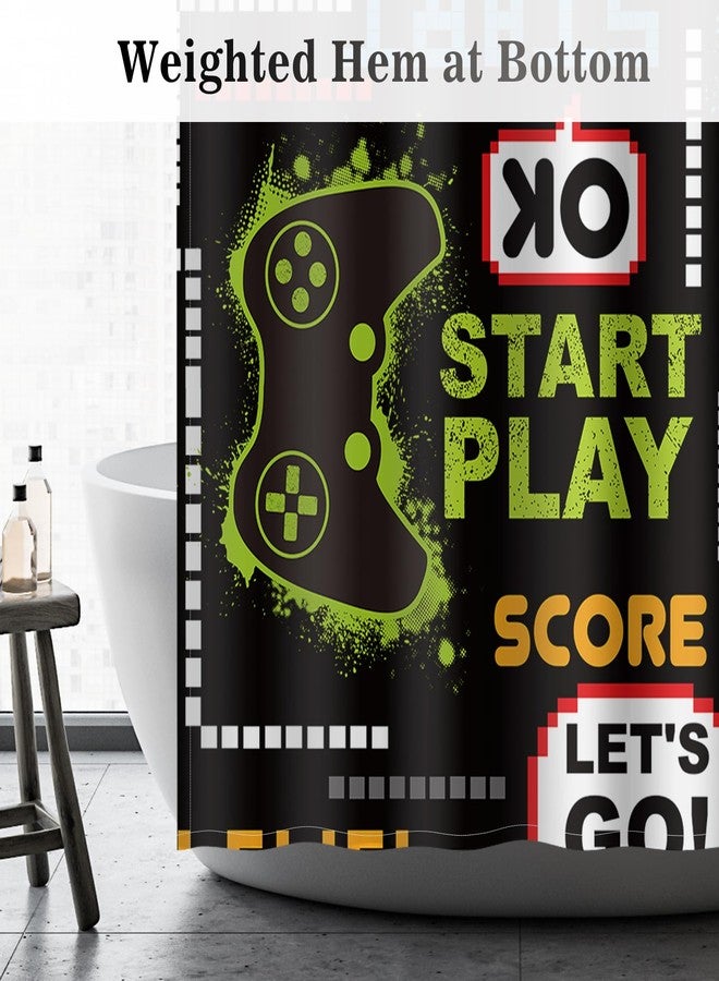 Aimego Game Gaming Kids Shower Curtain - Video Games Gamepad Controller Gamer Cool Shower Curtains Set with 12 Hooks for Adults Boys Bathroom Decor Accessories, 72"x72" - Image 5