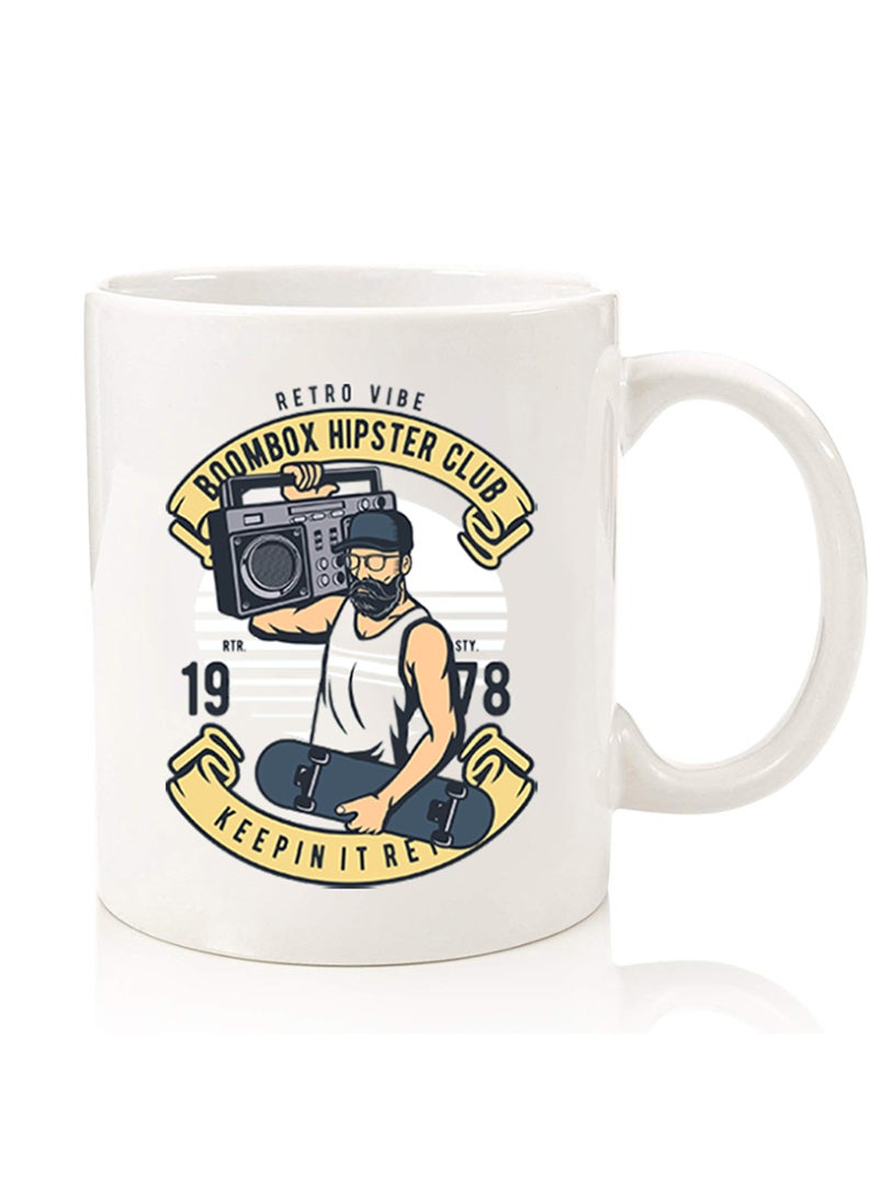 Theodor فنجان قهوة مطبوع بجودة ممتازة من الجهتين للاستخدام في المنزل والمكتب، للأطفال والرجال والنساء، نادي الهيبستر بوومبوكس - Image 1