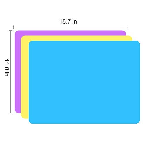 TDHDIKE 3 Pack Silicone mat Large Silicone Sheets for Crafts, Liquid, Resin Jewelry Casting Molds Mat, Silicone Placemat 15.7” x 11.8” (Blue& Purple & Yellow) - Image 2