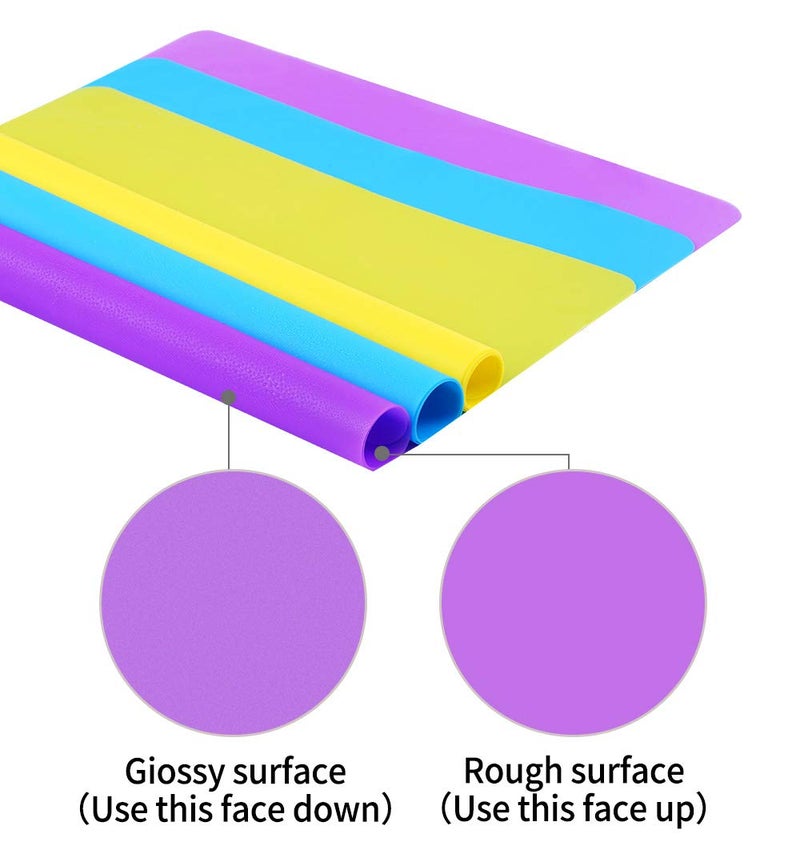 TDHDIKE 3 Pack Silicone mat Large Silicone Sheets for Crafts, Liquid, Resin Jewelry Casting Molds Mat, Silicone Placemat 15.7” x 11.8” (Blue& Purple & Yellow) - Image 5