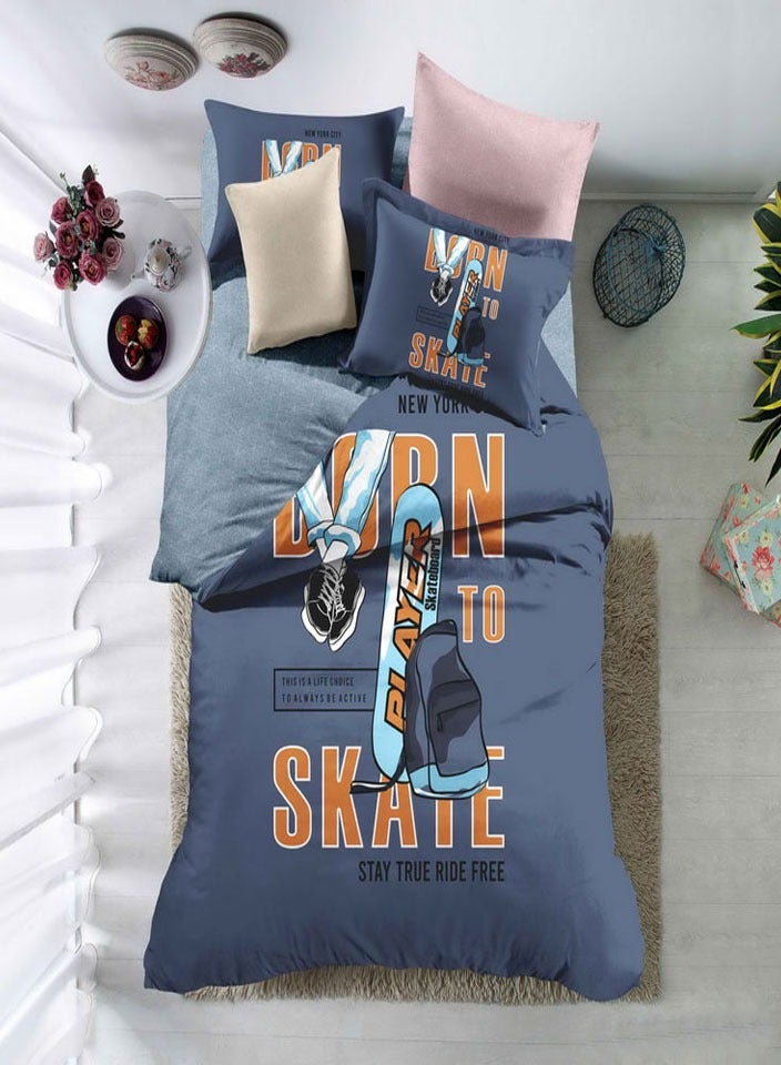 فيفوريت فيفرت طقم لحاف أطفال أزرق نقشة بألوان متعددة سنجل نفر طقم 4 قطع - Image 1