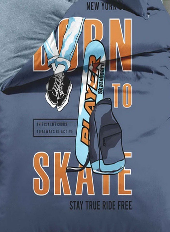 فيفوريت فيفرت طقم لحاف أطفال أزرق نقشة بألوان متعددة سنجل نفر طقم 4 قطع - Image 3