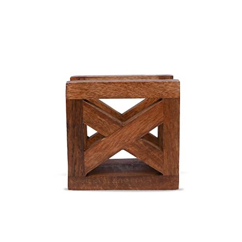 EDHAS Wooden Paper Napkin Holder, Napkin Storage Dispenser For Tables Kitchen Office Accessories for Restaurants, Dining Home Décor (5" x 3" x 5") - Image 2
