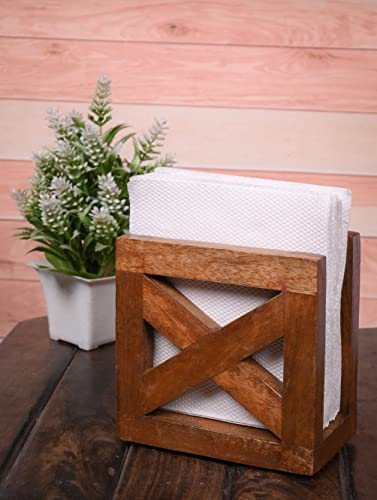 EDHAS Wooden Paper Napkin Holder, Napkin Storage Dispenser For Tables Kitchen Office Accessories for Restaurants, Dining Home Décor (5" x 3" x 5") - Image 3