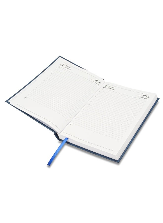 FIS 2026 Diary, A5 Size Diary(148x210mm), Hard Cover Vinyl Materials, English, 60gsm White Paper, Blue Color-FSDI21E26BL - Image 3