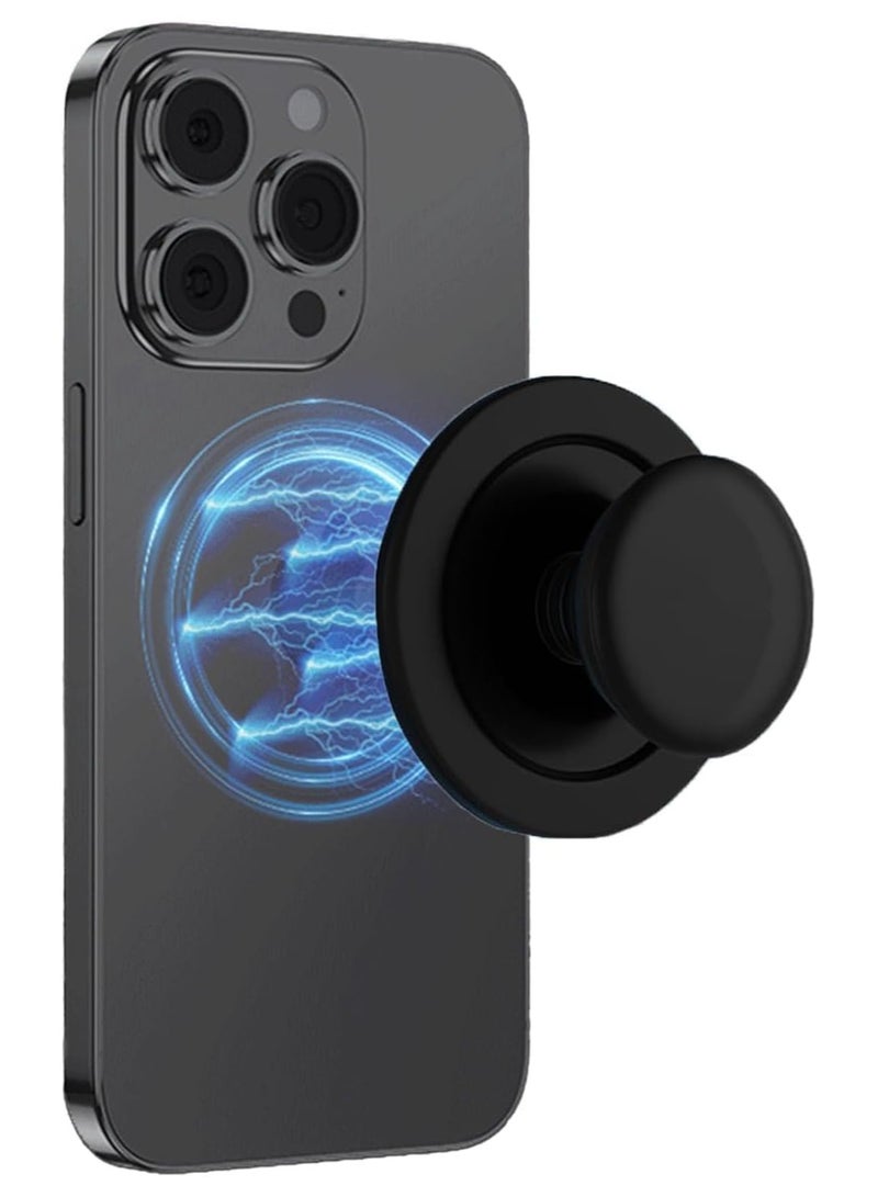 GUDOO Magnetic Phone Holder Collapsible Expandable Phone Grip Compatible with Tablets Included Adapter Ring Wireless Charging Compatible - Black - Image 1