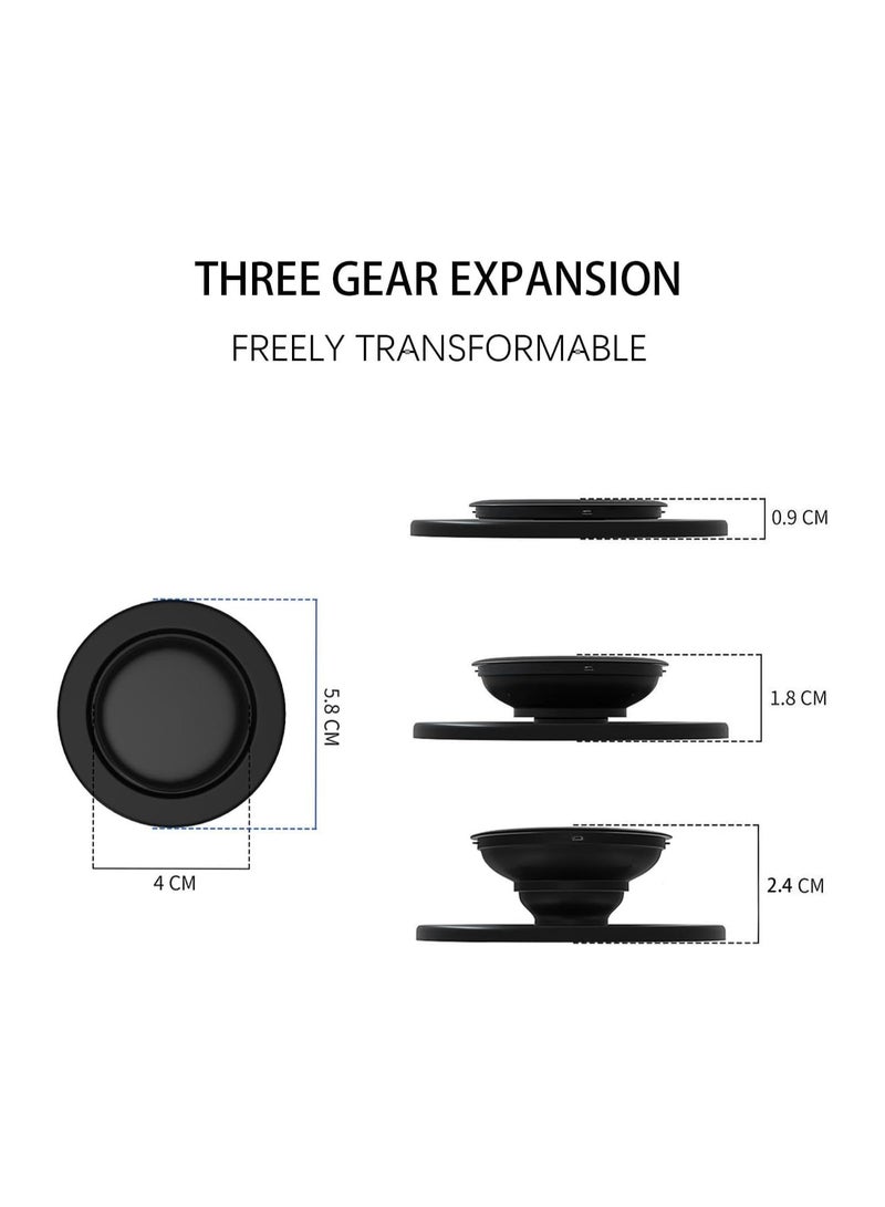 GUDOO Magnetic Phone Holder Collapsible Expandable Phone Grip Compatible with Tablets Included Adapter Ring Wireless Charging Compatible - Black - Image 3