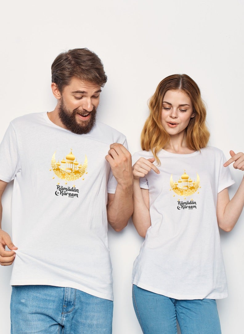 Ramadan Kareem Customized White T-Shirt Happy Ramadan Celebration Ramadan Mubarak Tee's 100% Cotton - Image 3