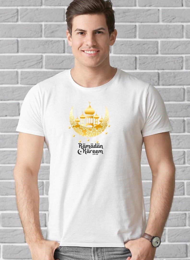 Ramadan Kareem Customized White T-Shirt Happy Ramadan Celebration Ramadan Mubarak Tee's 100% Cotton - Image 4