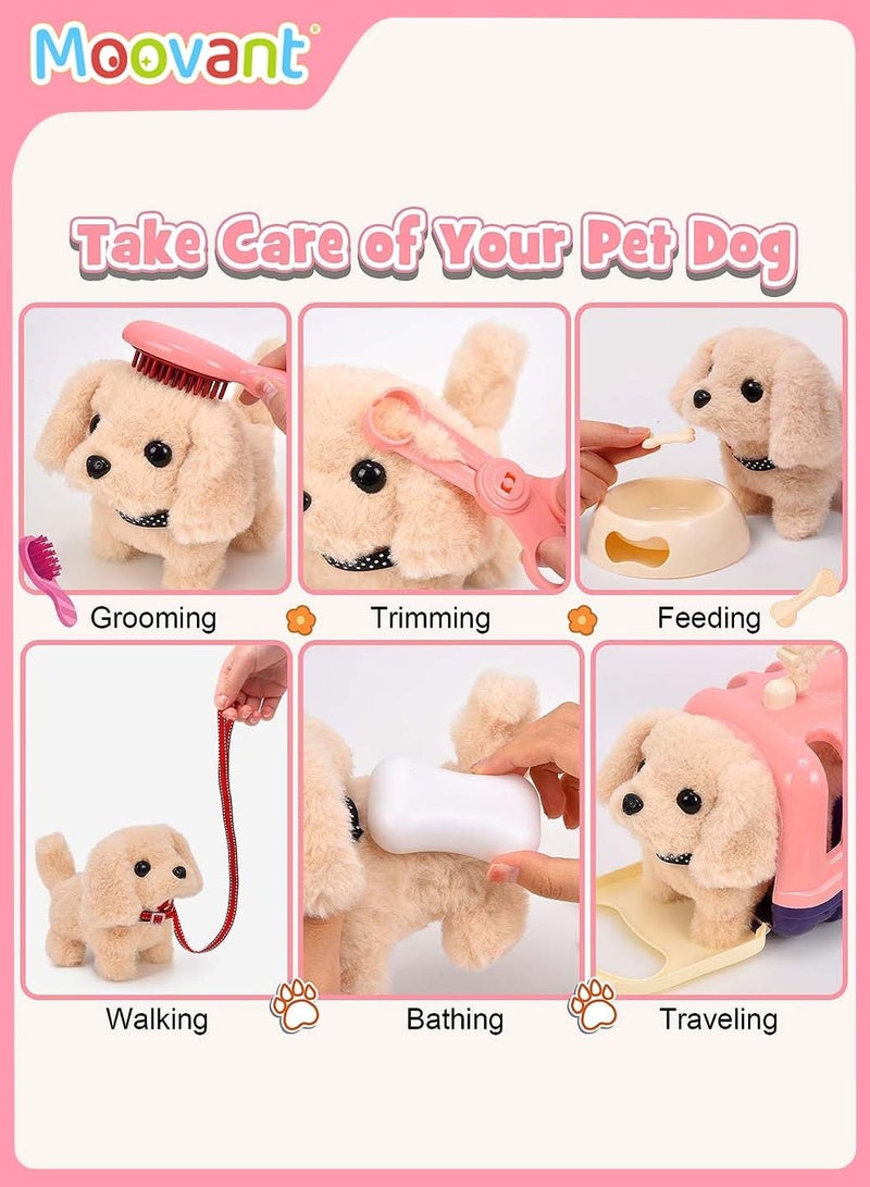 Moovant 13Pcs Dog Toys for Kids with Cage, Rechargeable Interactive Electronic Pet Golden Retriever, Walking and Talking Removable Plush Electronic Dog Toy  - Image 3