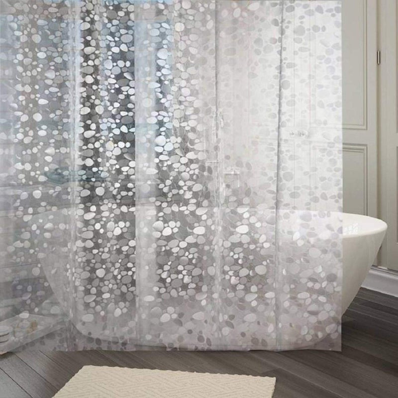 Mopak Decor ستارة مكيف هواء موباك ديكور، ستائر دش، ستائر شفافة من بلاستيك PVC بسماكة 0.15 مم، عبوة من 1 مع 8 خطافات (ستارة ألماس 6 أقدام) - Image 1