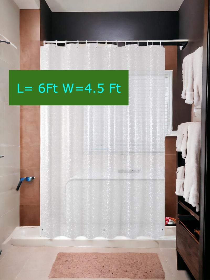 Mopak Decor ستارة مكيف هواء موباك ديكور، ستائر دش، ستائر شفافة من بلاستيك PVC بسماكة 0.15 مم، عبوة من 1 مع 8 خطافات (ستارة ألماس 6 أقدام) - Image 4