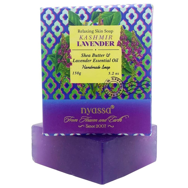 Nyassa Kashmir Lavender Luxurious Handmade Natural Bathing Soap 150grm for Men  Women Shea Butter  Lavender essential Oil For All Skin Type 150gm - Image 1