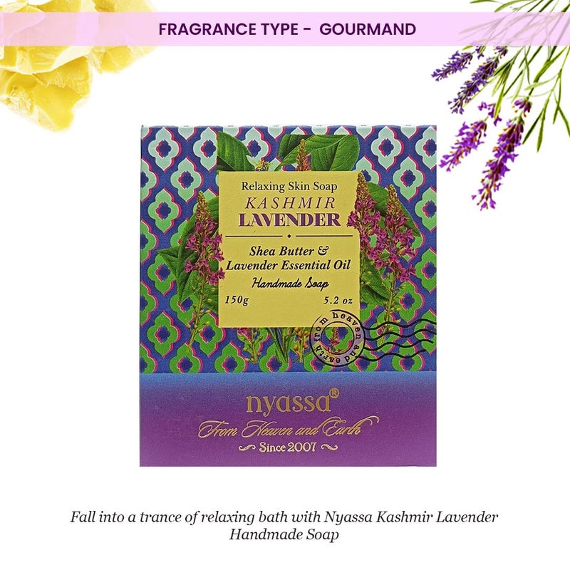Nyassa Kashmir Lavender Luxurious Handmade Natural Bathing Soap 150grm for Men  Women Shea Butter  Lavender essential Oil For All Skin Type 150gm - Image 5