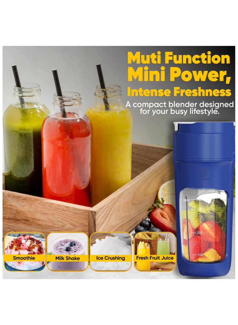 RIGID FITNESS Portable Smoothies Blender Bottle (11.5oz/340ml)- Blender for Fruits, Smoothies & Shakes, Cordless USB-C, Stainless Steel Blade, Ideal for Gym & Outdoor - BPA Free Healthy Mixer - Image 4