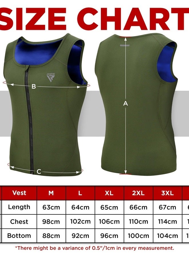 Rdx Men Sauna Vest, Sweat Workout Shirt for Weight loss, Waist Trainer, Corset, Compression Body Shaper Zipper and Seamless - Image 3