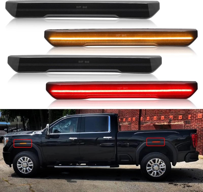 R&F Auto 4PCS Smoked Lens LED Side Marker Lights for Sierra 2500HD 3500HD (2020-2025) - Image 1